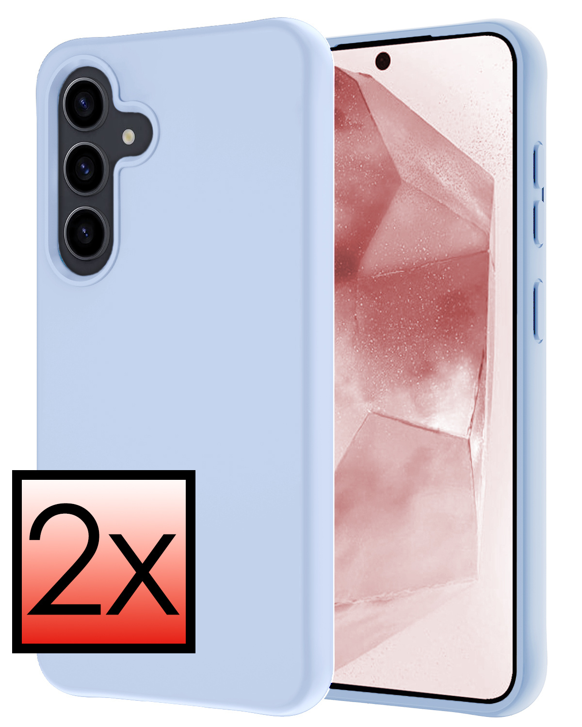 NoXx Hoes Geschikt voor Samsung A55 Hoesje Cover Siliconen Back Case Hoes - Lichtblauw - 2x