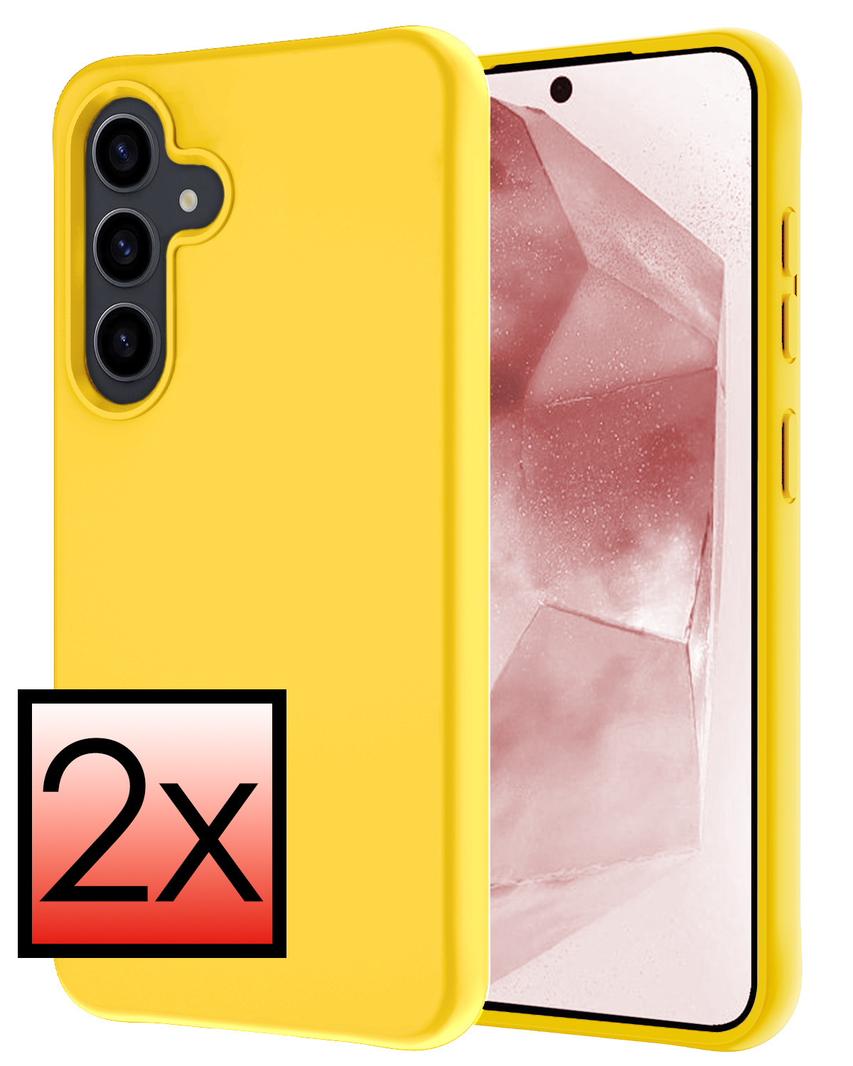 NoXx Hoes Geschikt voor Samsung A55 Hoesje Cover Siliconen Back Case Hoes - Geel - 2x