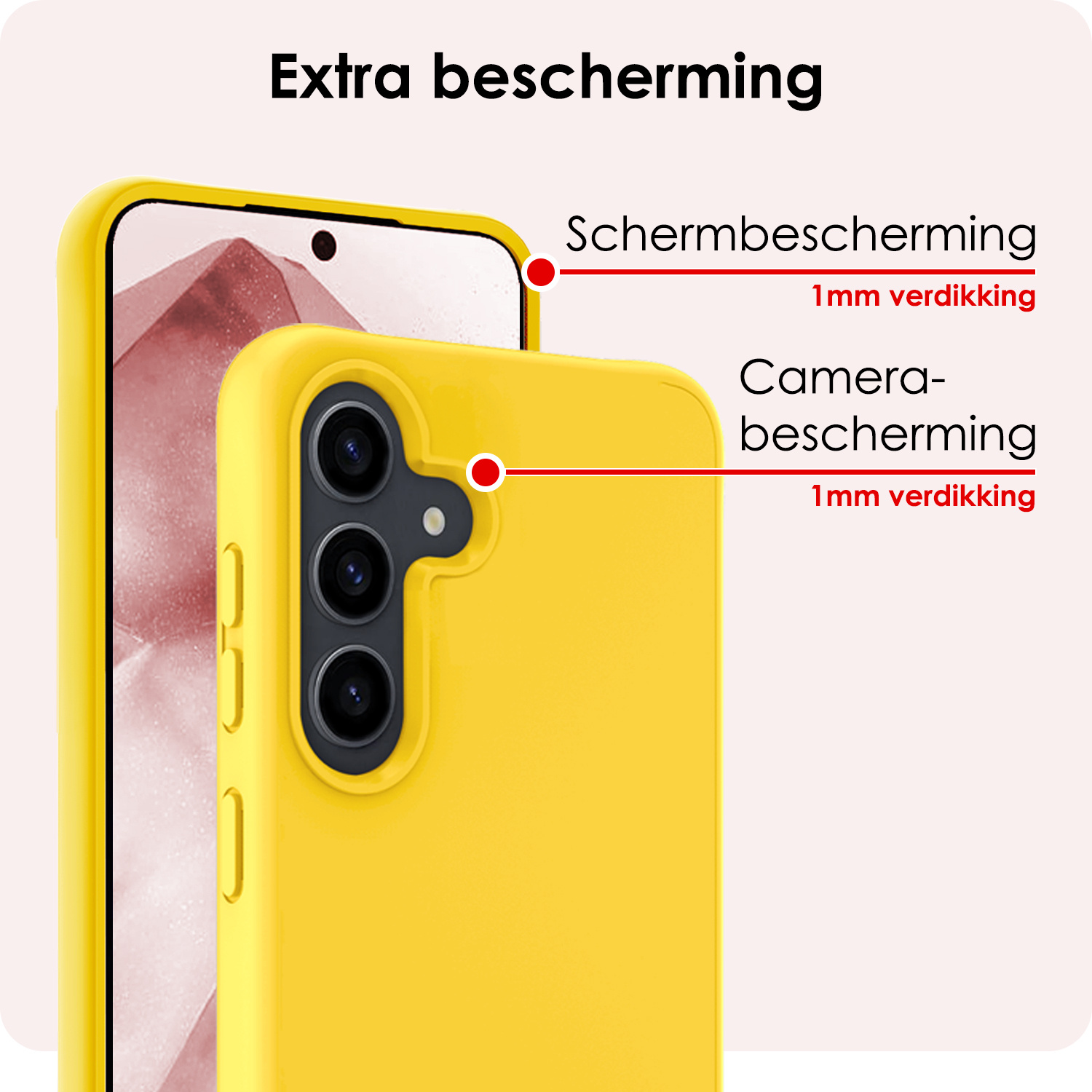 NoXx Hoes Geschikt voor Samsung A55 Hoesje Cover Siliconen Back Case Hoes - Geel - 2x