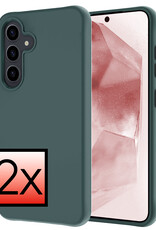 NoXx Hoes Geschikt voor Samsung A55 Hoesje Cover Siliconen Back Case Hoes - Donkergroen - 2x