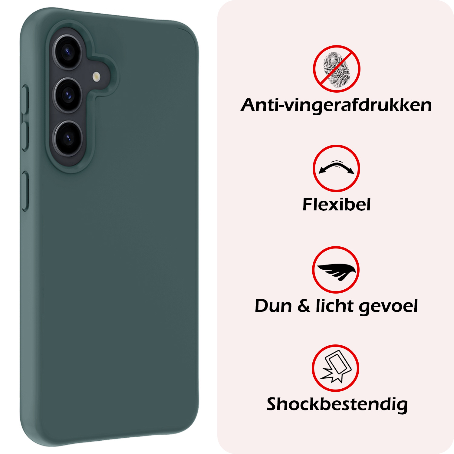 NoXx Hoes Geschikt voor Samsung A55 Hoesje Cover Siliconen Back Case Hoes - Donkergroen - 2x