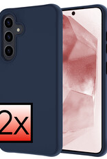 NoXx Hoes Geschikt voor Samsung A55 Hoesje Cover Siliconen Back Case Hoes - Donkerblauw - 2x