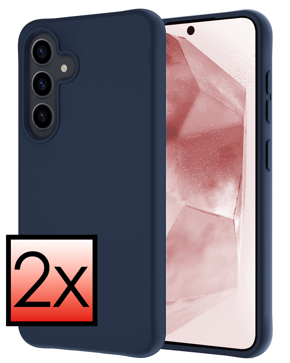 NoXx Hoes Geschikt voor Samsung A55 Hoesje Cover Siliconen Back Case Hoes - Donkerblauw - 2x