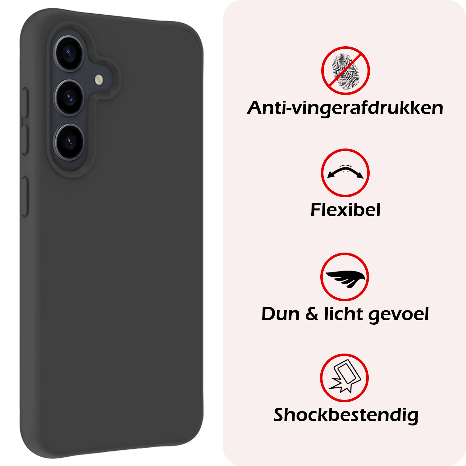 NoXx Hoes Geschikt voor Samsung A55 Hoesje Cover Siliconen Back Case Hoes - Zwart