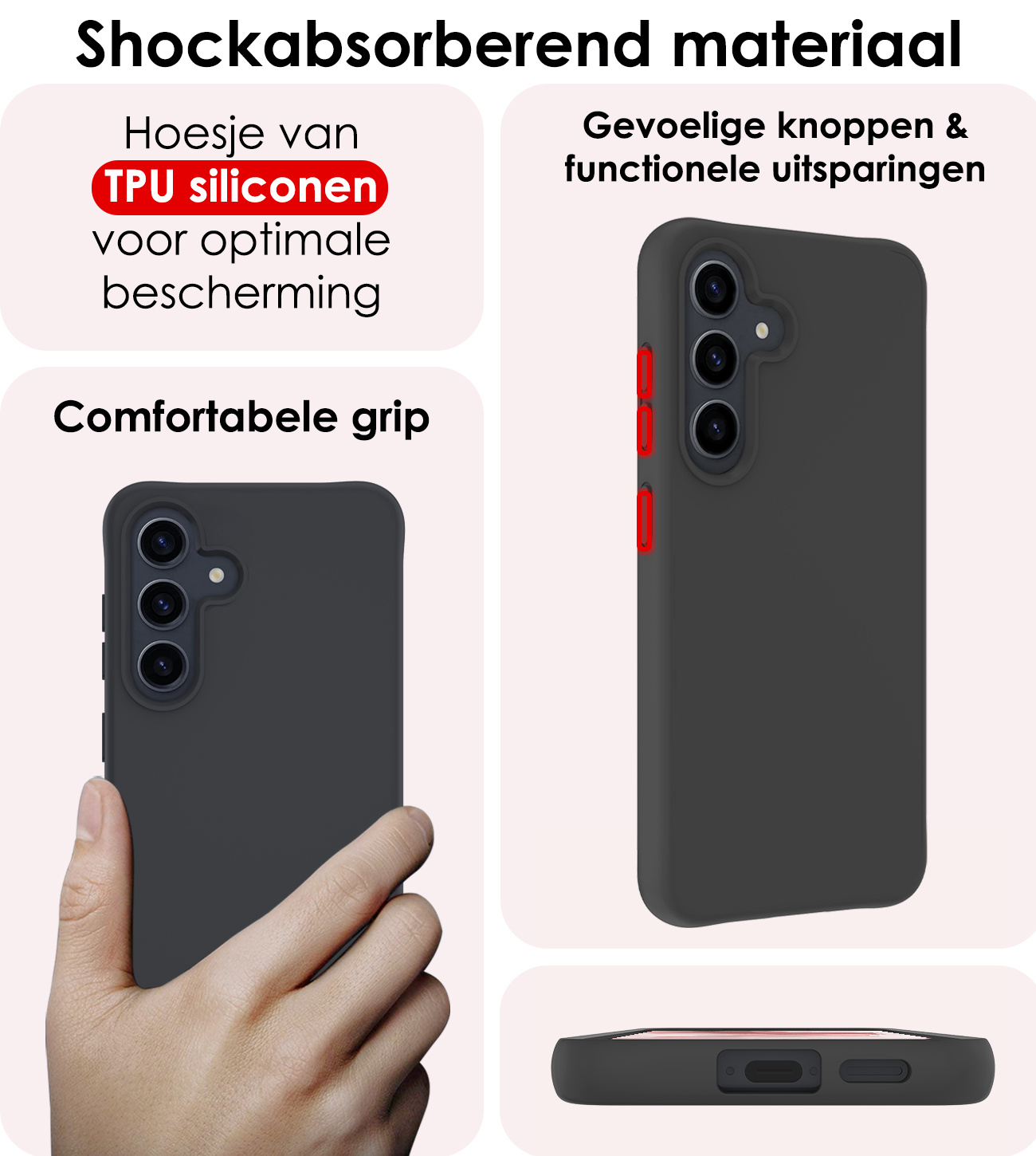 NoXx Hoes Geschikt voor Samsung A55 Hoesje Cover Siliconen Back Case Hoes - Zwart