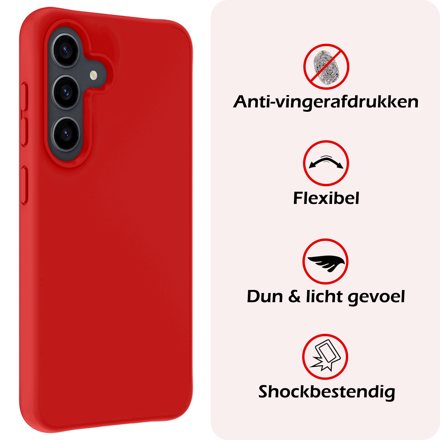 NoXx Hoes Geschikt voor Samsung A55 Hoesje Cover Siliconen Back Case Hoes - Rood