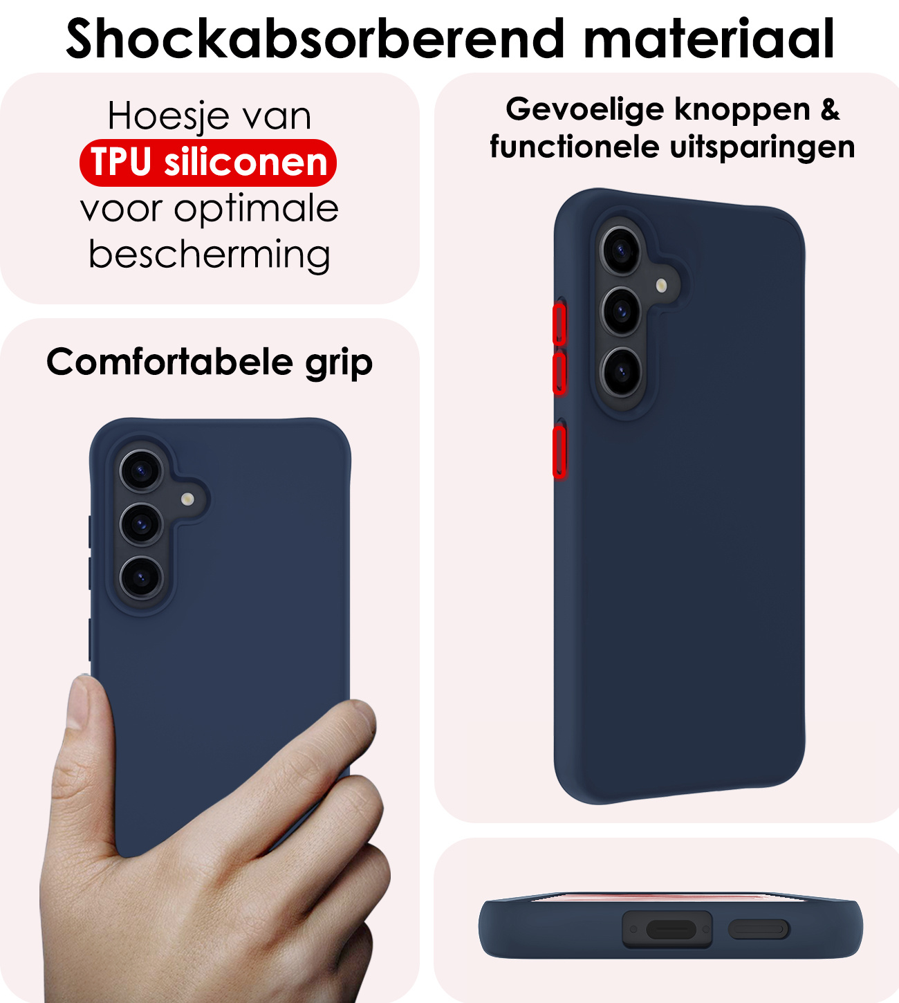 NoXx Hoes Geschikt voor Samsung A55 Hoesje Cover Siliconen Back Case Hoes - Donkerblauw