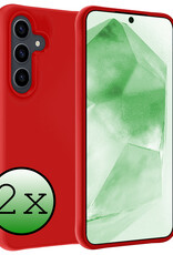 BASEY. Hoes Geschikt voor Samsung A55 Hoesje Siliconen Back Cover Case - Hoesje Geschikt voor Samsung Galaxy A55 Hoes Cover Hoesje - Rood - 2 Stuks