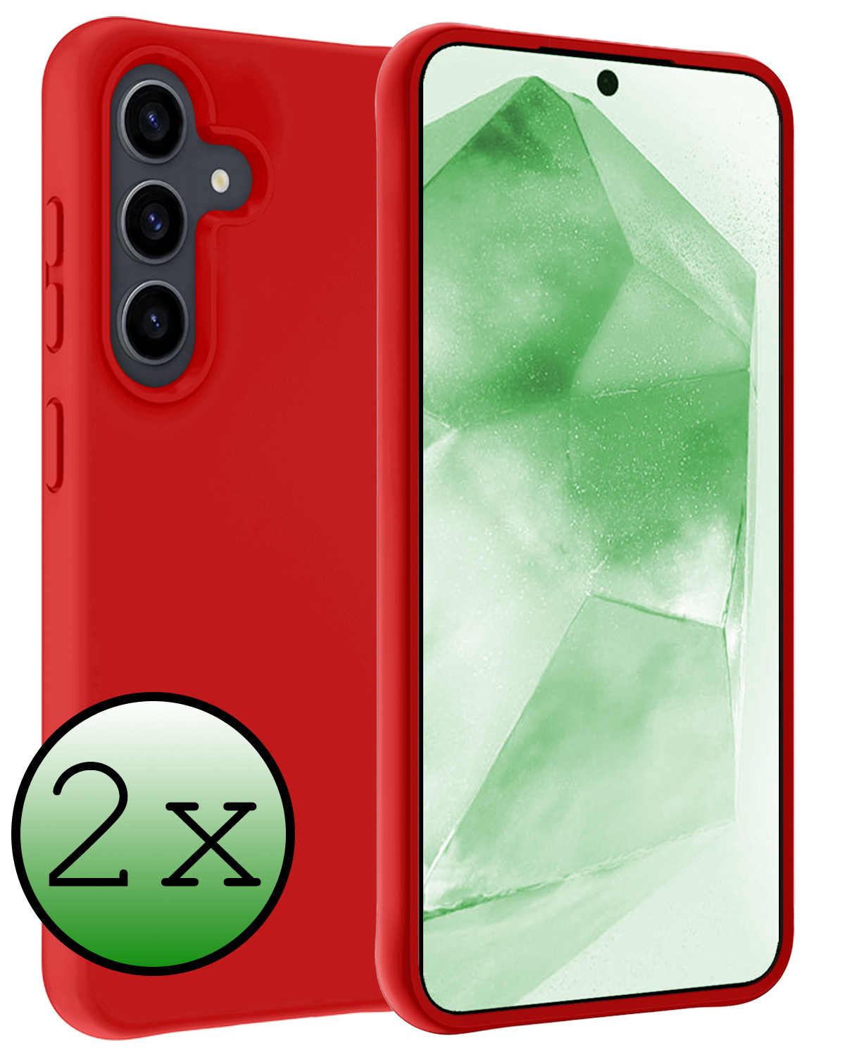 BASEY. Hoes Geschikt voor Samsung A55 Hoesje Siliconen Back Cover Case - Hoesje Geschikt voor Samsung Galaxy A55 Hoes Cover Hoesje - Rood - 2 Stuks