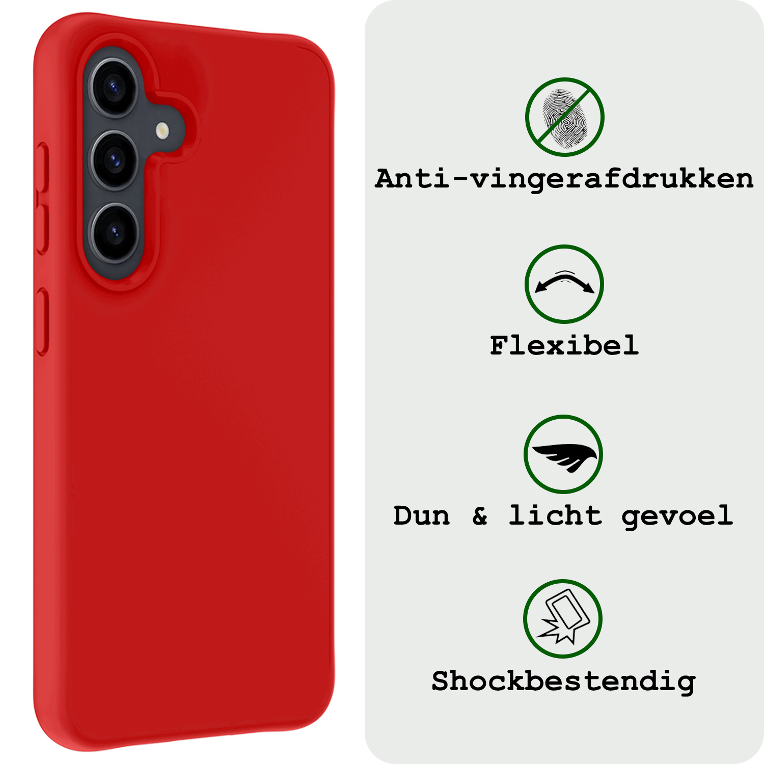 BASEY. Hoes Geschikt voor Samsung A55 Hoesje Siliconen Back Cover Case - Hoesje Geschikt voor Samsung Galaxy A55 Hoes Cover Hoesje - Rood - 2 Stuks