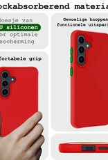 BASEY. Hoes Geschikt voor Samsung A55 Hoesje Siliconen Back Cover Case - Hoesje Geschikt voor Samsung Galaxy A55 Hoes Cover Hoesje - Rood - 2 Stuks