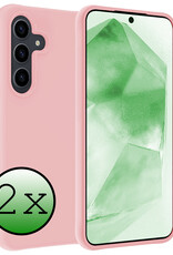 BASEY. Hoes Geschikt voor Samsung A55 Hoesje Siliconen Back Cover Case - Hoesje Geschikt voor Samsung Galaxy A55 Hoes Cover Hoesje - Lichtroze - 2 Stuks