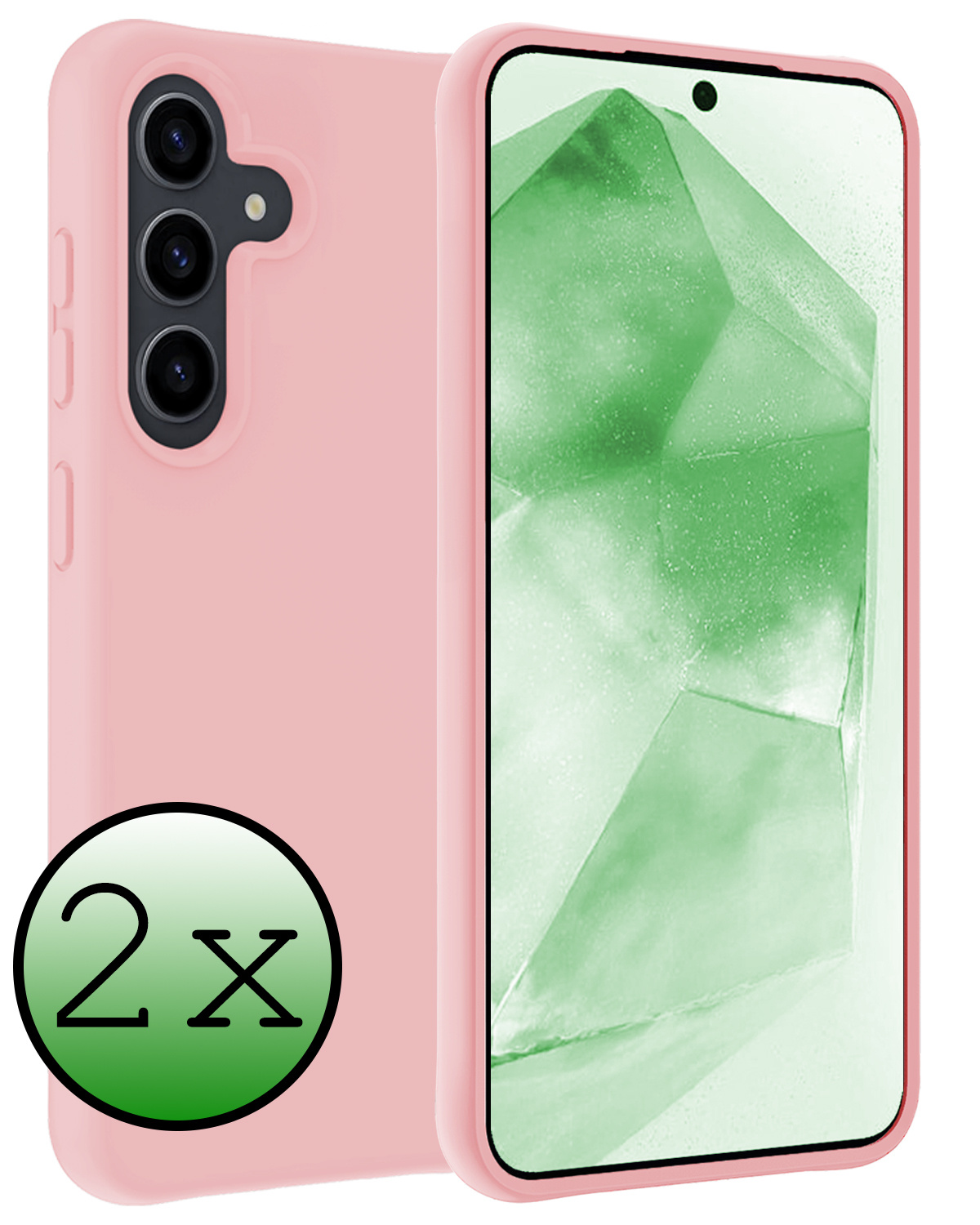 BASEY. Hoes Geschikt voor Samsung A55 Hoesje Siliconen Back Cover Case - Hoesje Geschikt voor Samsung Galaxy A55 Hoes Cover Hoesje - Lichtroze - 2 Stuks
