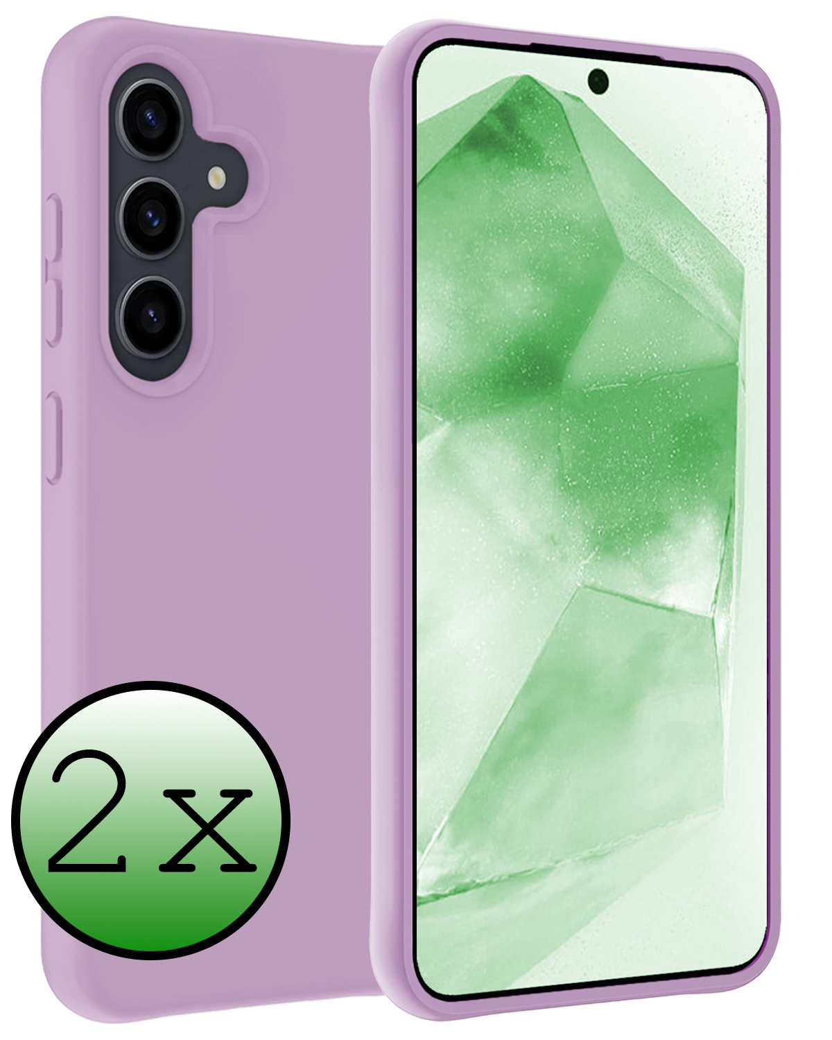 BASEY. Hoes Geschikt voor Samsung A55 Hoesje Siliconen Back Cover Case - Hoesje Geschikt voor Samsung Galaxy A55 Hoes Cover Hoesje - Lila - 2 Stuks