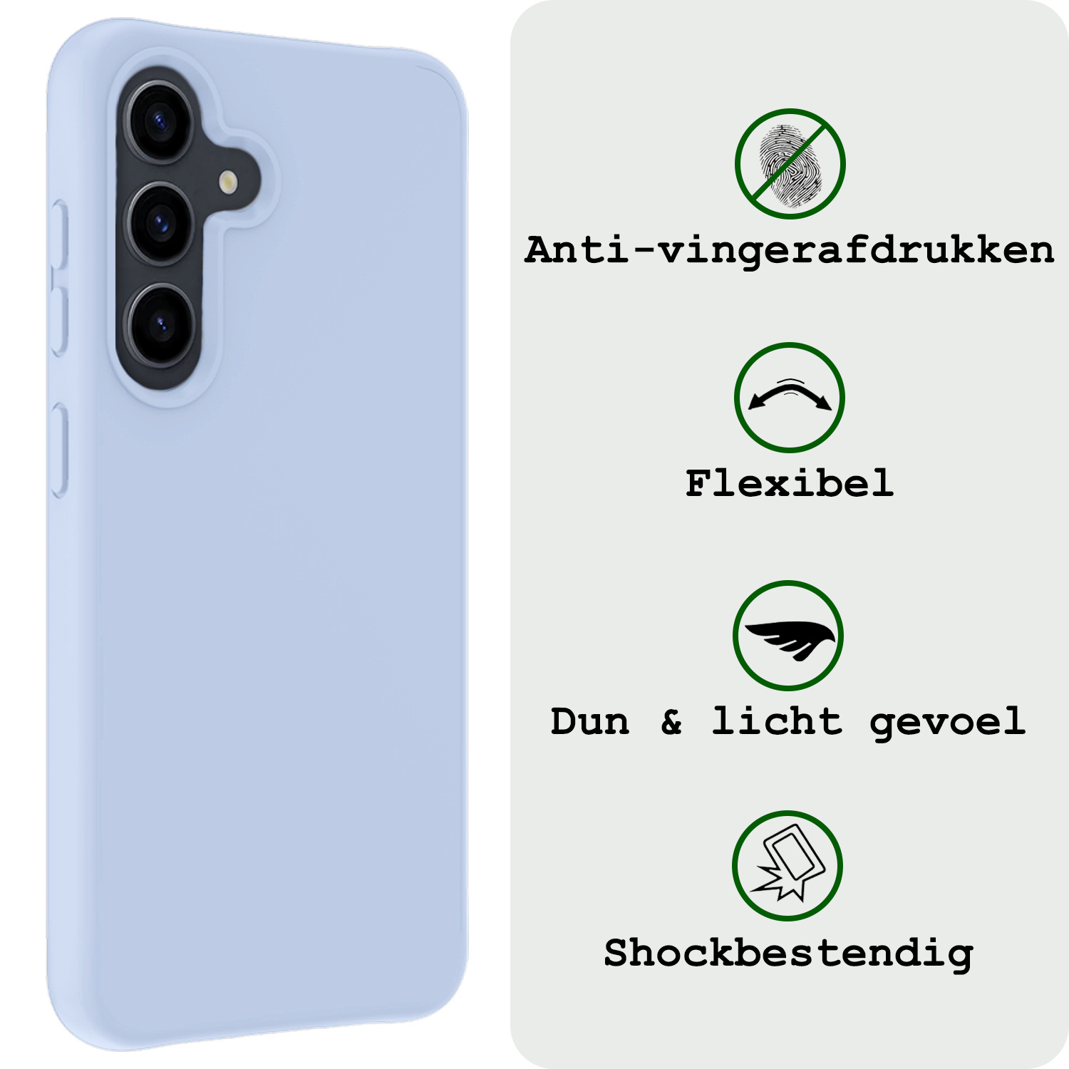 BASEY. Hoes Geschikt voor Samsung A55 Hoesje Siliconen Back Cover Case - Hoesje Geschikt voor Samsung Galaxy A55 Hoes Cover Hoesje - Lichtblauw - 2 Stuks