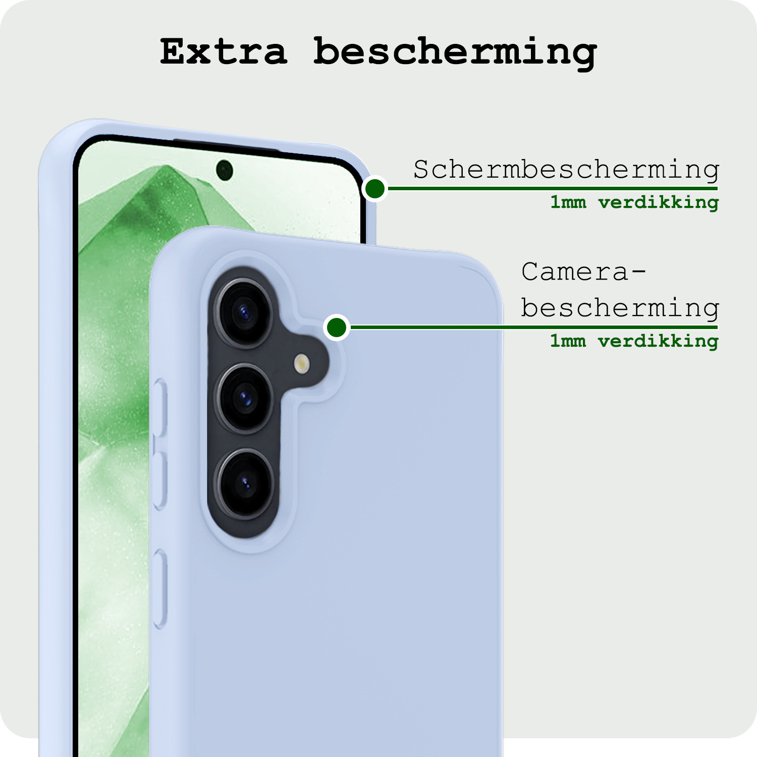 BASEY. Hoes Geschikt voor Samsung A55 Hoesje Siliconen Back Cover Case - Hoesje Geschikt voor Samsung Galaxy A55 Hoes Cover Hoesje - Lichtblauw - 2 Stuks