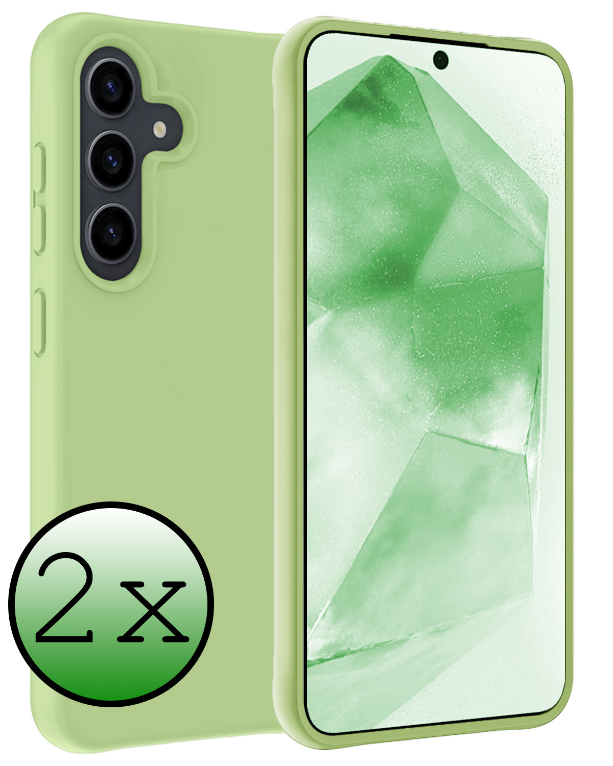 BASEY. Hoes Geschikt voor Samsung A55 Hoesje Siliconen Back Cover Case - Hoesje Geschikt voor Samsung Galaxy A55 Hoes Cover Hoesje - Groen - 2 Stuks