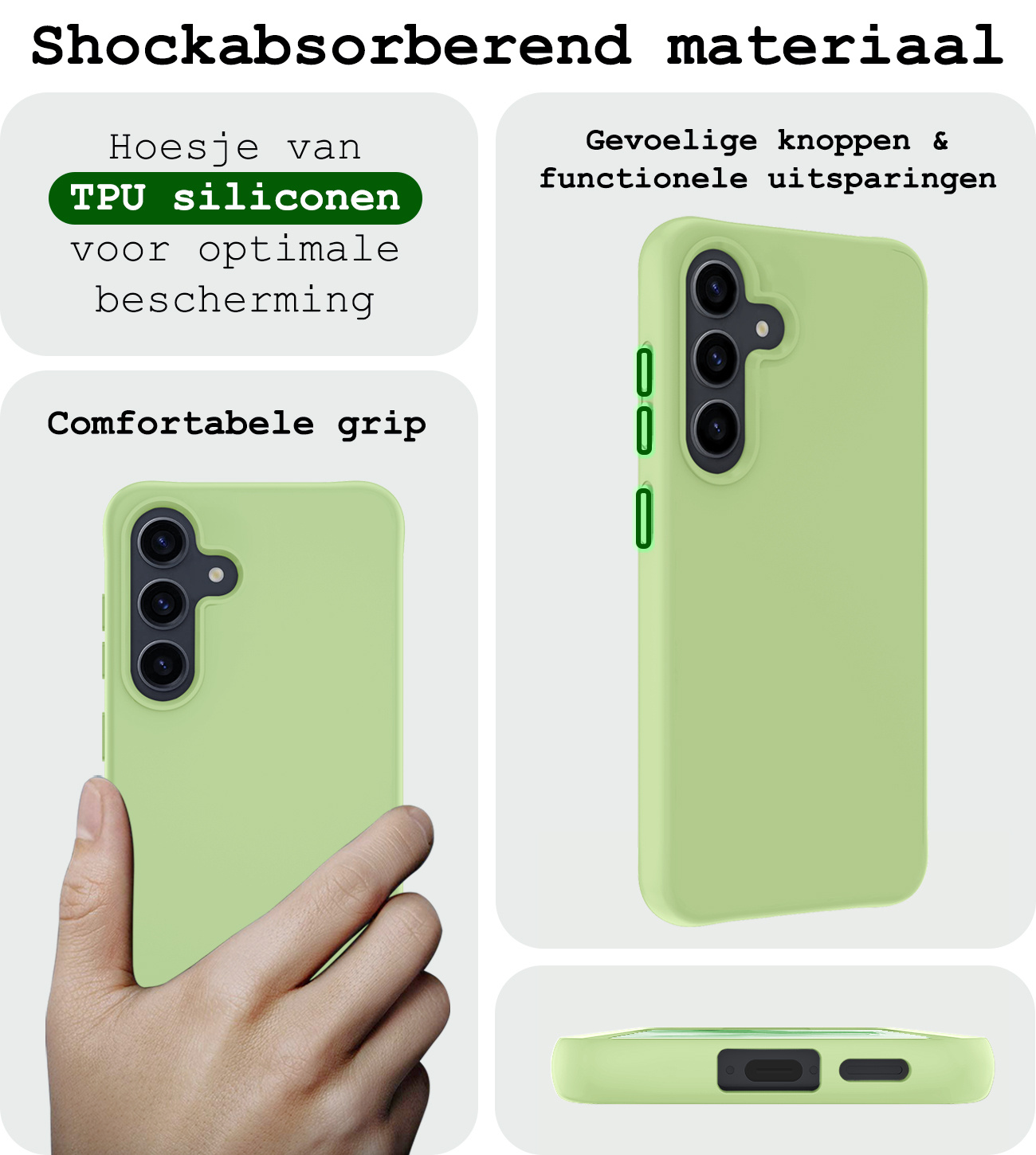BASEY. Hoes Geschikt voor Samsung A55 Hoesje Siliconen Back Cover Case - Hoesje Geschikt voor Samsung Galaxy A55 Hoes Cover Hoesje - Groen - 2 Stuks