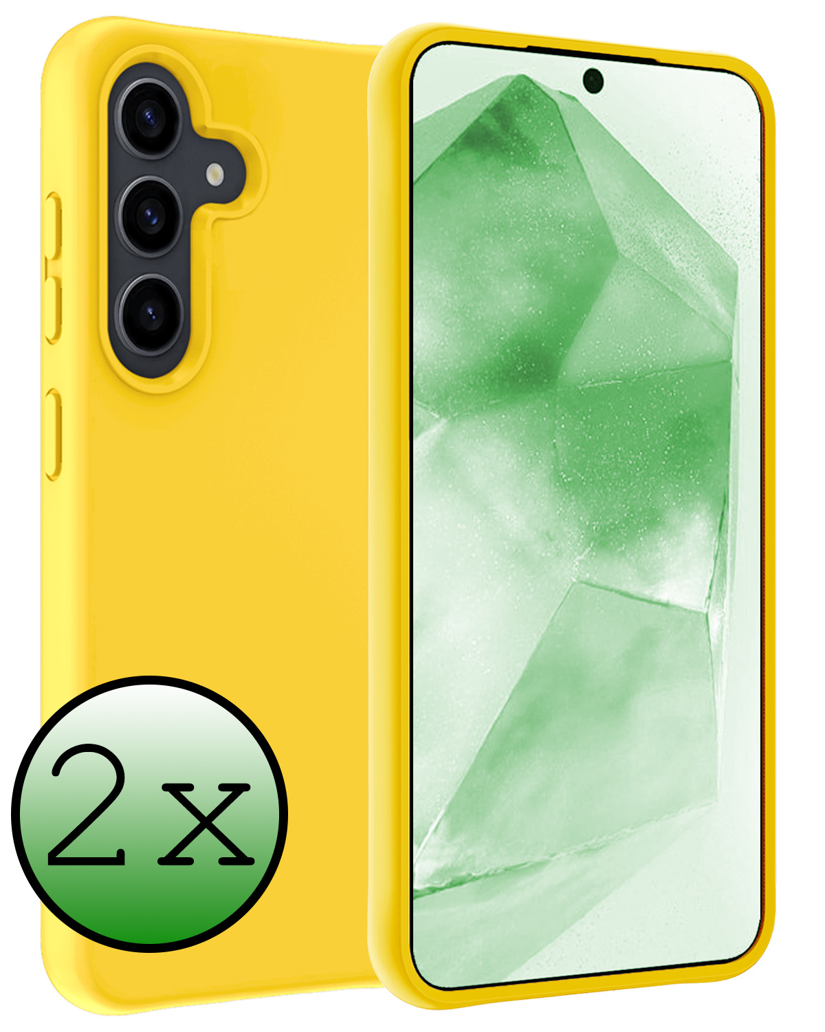 BASEY. Hoes Geschikt voor Samsung A55 Hoesje Siliconen Back Cover Case - Hoesje Geschikt voor Samsung Galaxy A55 Hoes Cover Hoesje - Geel - 2 Stuks