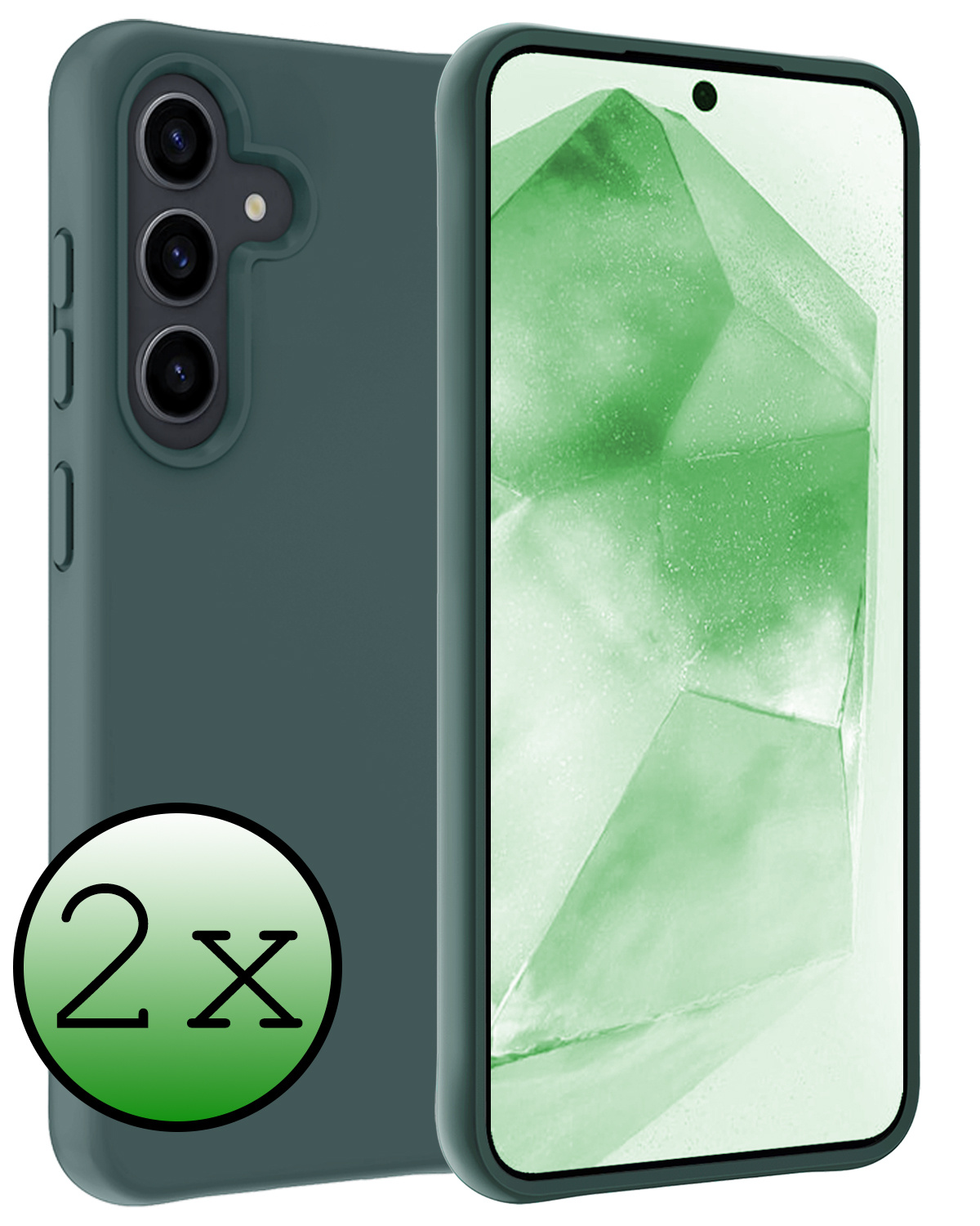 BASEY. Hoes Geschikt voor Samsung A55 Hoesje Siliconen Back Cover Case - Hoesje Geschikt voor Samsung Galaxy A55 Hoes Cover Hoesje - Donkergroen - 2 Stuks