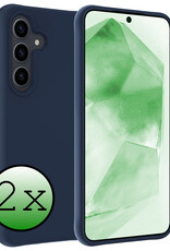 BASEY. Hoes Geschikt voor Samsung A55 Hoesje Siliconen Back Cover Case - Hoesje Geschikt voor Samsung Galaxy A55 Hoes Cover Hoesje - Donkerblauw - 2 Stuks