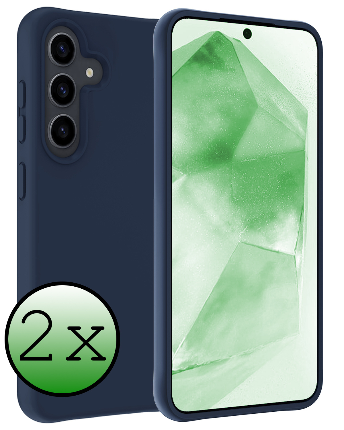 BASEY. Hoes Geschikt voor Samsung A55 Hoesje Siliconen Back Cover Case - Hoesje Geschikt voor Samsung Galaxy A55 Hoes Cover Hoesje - Donkerblauw - 2 Stuks