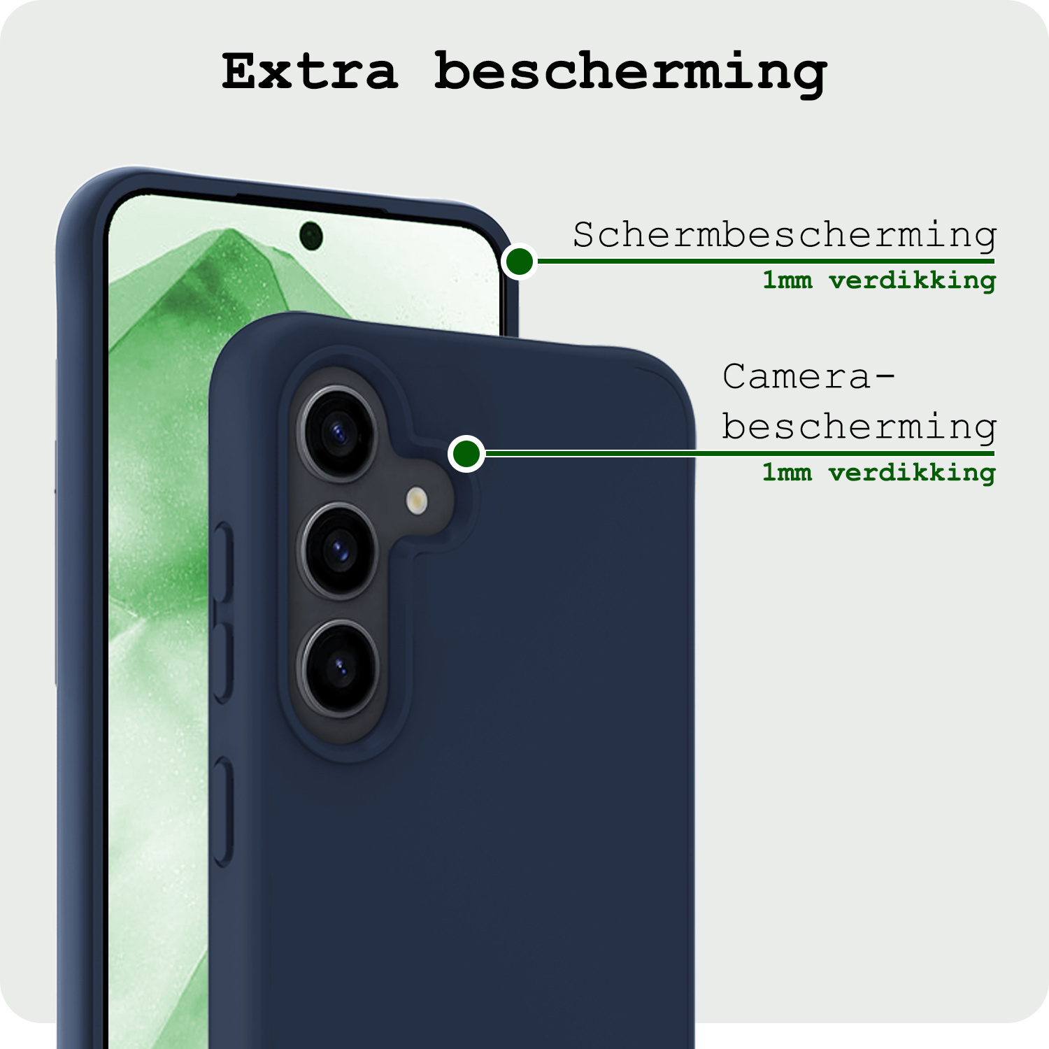 BASEY. Hoes Geschikt voor Samsung A55 Hoesje Siliconen Back Cover Case - Hoesje Geschikt voor Samsung Galaxy A55 Hoes Cover Hoesje - Donkerblauw - 2 Stuks