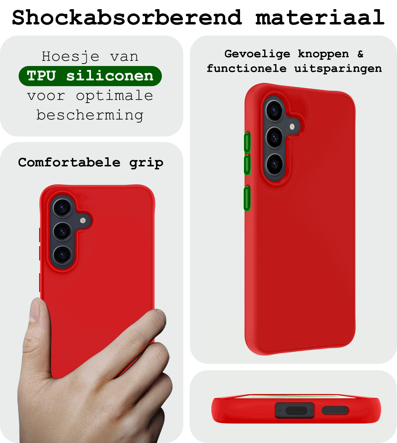 BASEY. Hoes Geschikt voor Samsung A55 Hoesje Siliconen Back Cover Case - Hoesje Geschikt voor Samsung Galaxy A55 Hoes Cover Hoesje - Rood
