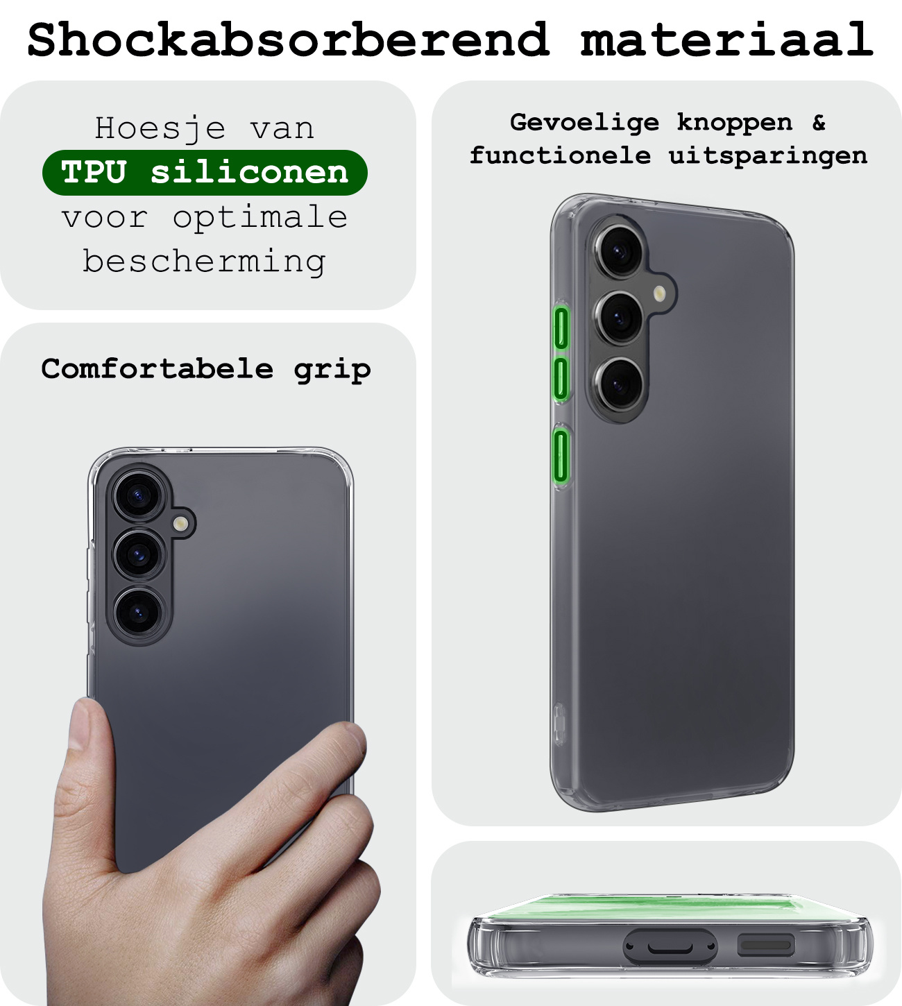 BASEY. Hoes Geschikt voor Samsung A55 Hoesje Siliconen Back Cover Case - Hoesje Geschikt voor Samsung Galaxy A55 Hoes Cover Hoesje - Transparant - 2 Stuks