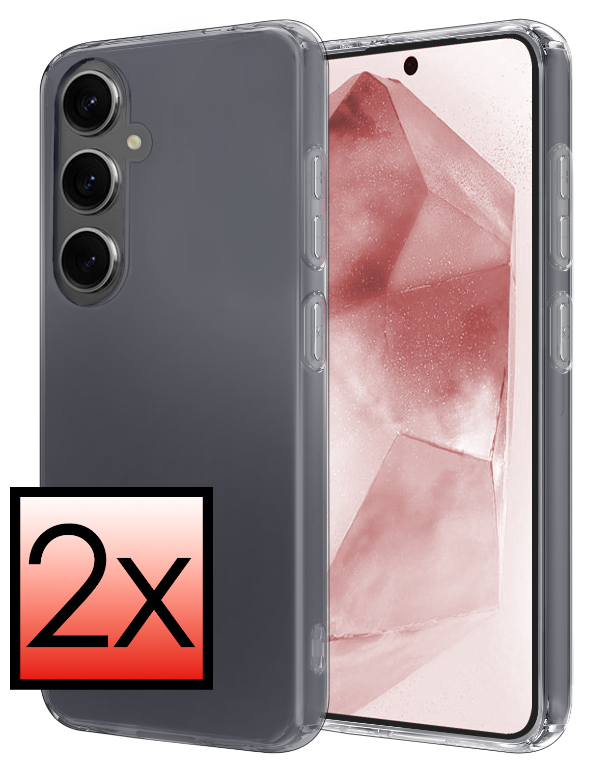 NoXx Hoes Geschikt voor Samsung A55 Hoesje Cover Siliconen Back Case Hoes - Transparant - 2x