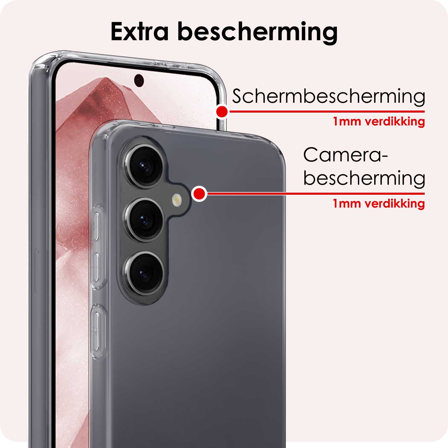 NoXx Hoes Geschikt voor Samsung A55 Hoesje Cover Siliconen Back Case Hoes - Transparant