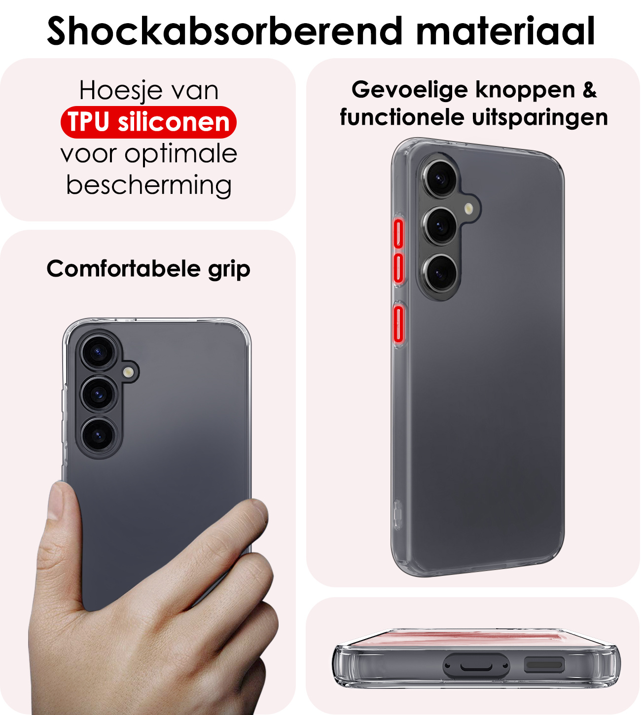 NoXx Hoes Geschikt voor Samsung A55 Hoesje Cover Siliconen Back Case Hoes - Transparant