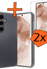 Nomfy Hoesje Geschikt voor Samsung A55 Hoesje Siliconen Cover Case Met 2x Screenprotector - Hoes Geschikt voor Samsung Galaxy A55 Hoes Back Case - Transparant