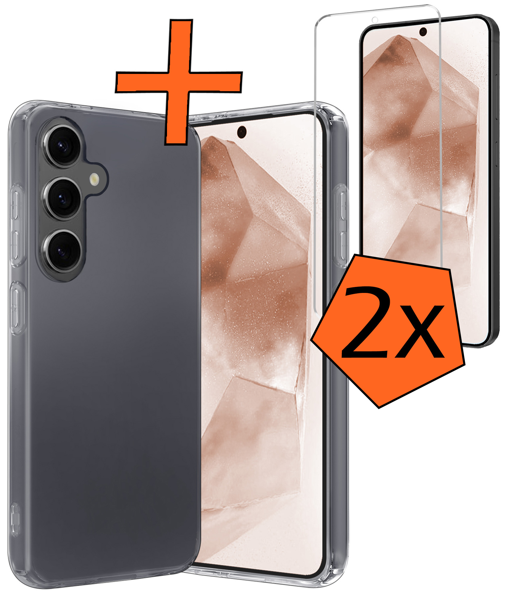 Nomfy Hoesje Geschikt voor Samsung A55 Hoesje Siliconen Cover Case Met 2x Screenprotector - Hoes Geschikt voor Samsung Galaxy A55 Hoes Back Case - Transparant