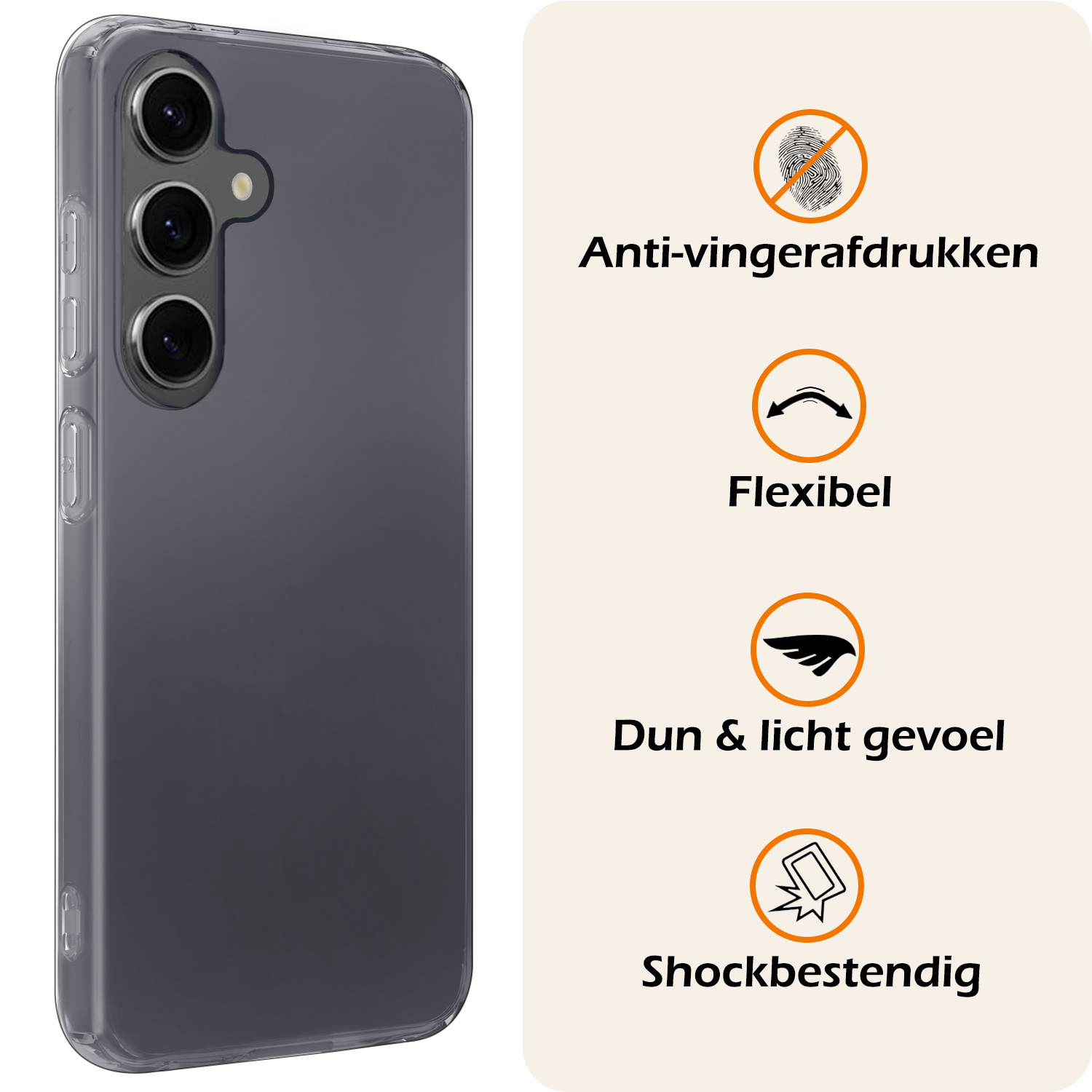 Nomfy Hoesje Geschikt voor Samsung A55 Hoesje Siliconen Cover Case Met 2x Screenprotector - Hoes Geschikt voor Samsung Galaxy A55 Hoes Back Case - Transparant