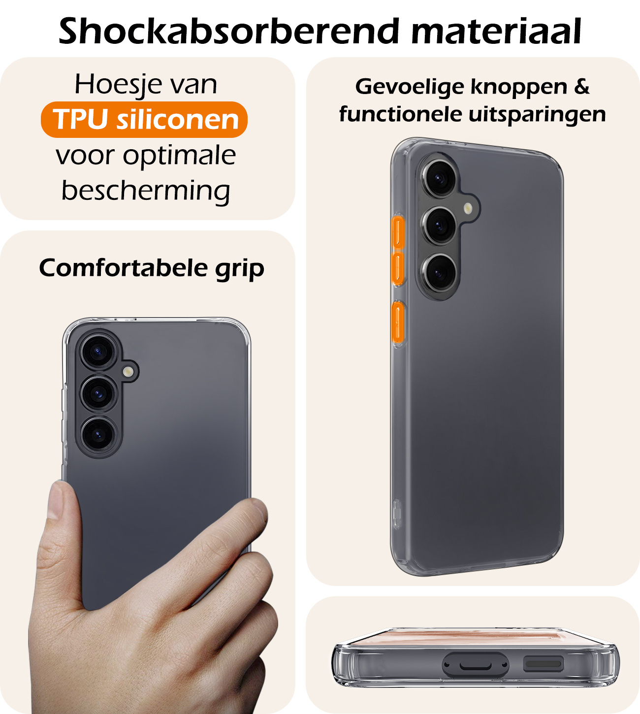 Nomfy Hoesje Geschikt voor Samsung A55 Hoesje Siliconen Cover Case Met 2x Screenprotector - Hoes Geschikt voor Samsung Galaxy A55 Hoes Back Case - Transparant