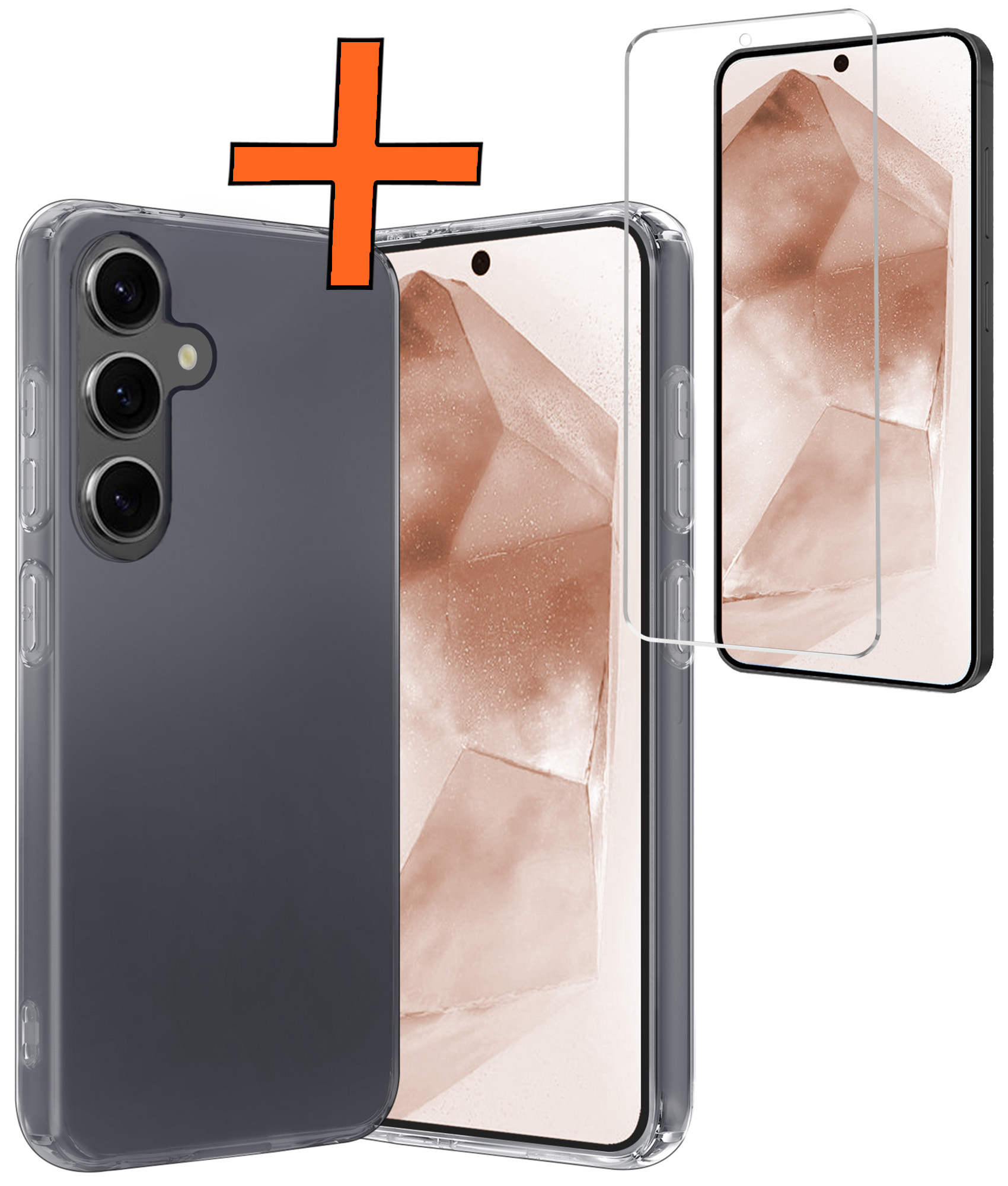 Nomfy Hoesje Geschikt voor Samsung A55 Hoesje Siliconen Cover Case Met Screenprotector - Hoes Geschikt voor Samsung Galaxy A55 Hoes Back Case - Transparant