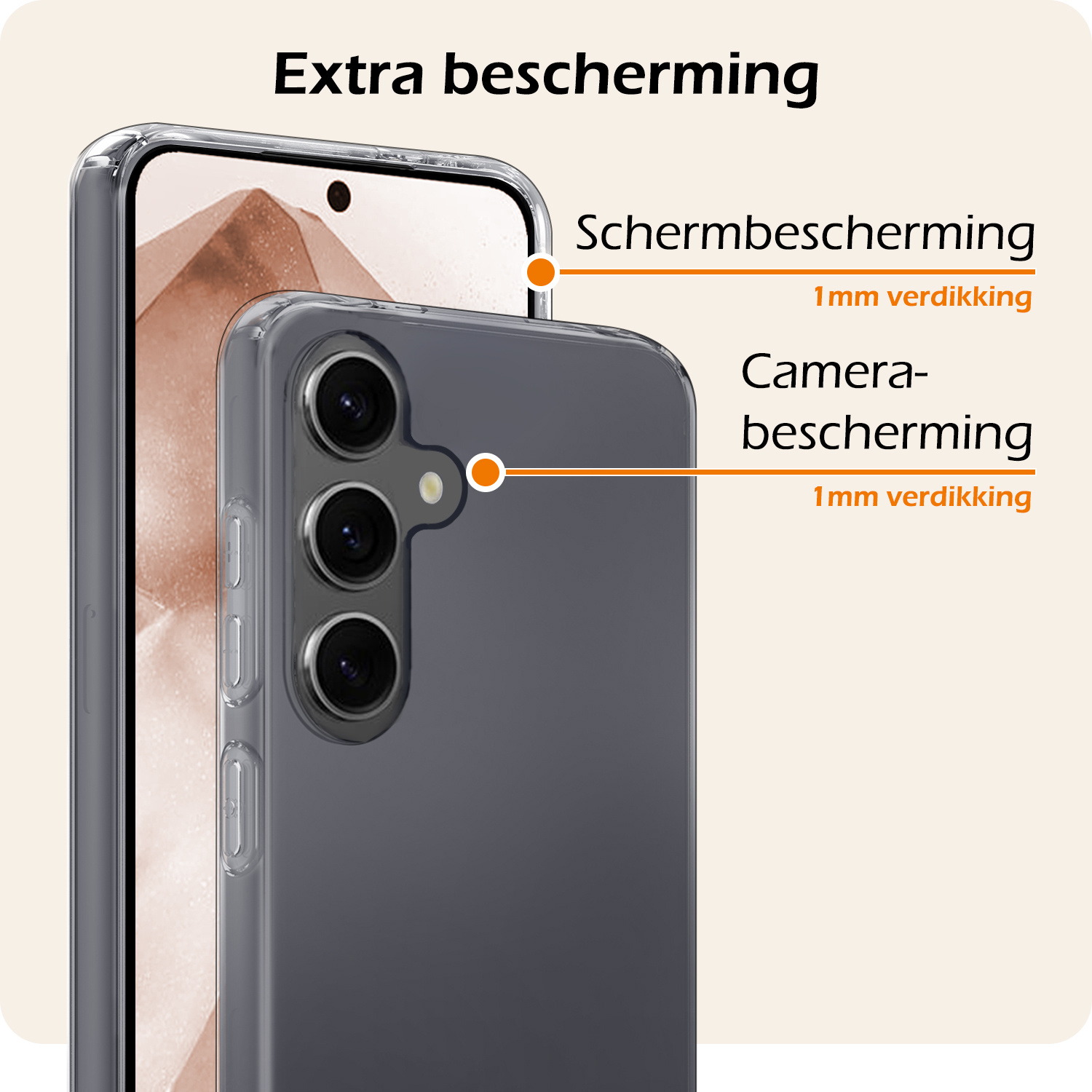 Nomfy Hoesje Geschikt voor Samsung A55 Hoesje Siliconen Cover Case Met Screenprotector - Hoes Geschikt voor Samsung Galaxy A55 Hoes Back Case - Transparant