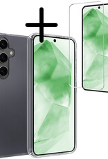 BASEY. Hoes Geschikt voor Samsung A55 Hoesje Siliconen Back Cover Case Met Screenprotector - Hoesje Geschikt voor Samsung Galaxy A55 Hoes Cover Hoesje - Transparant