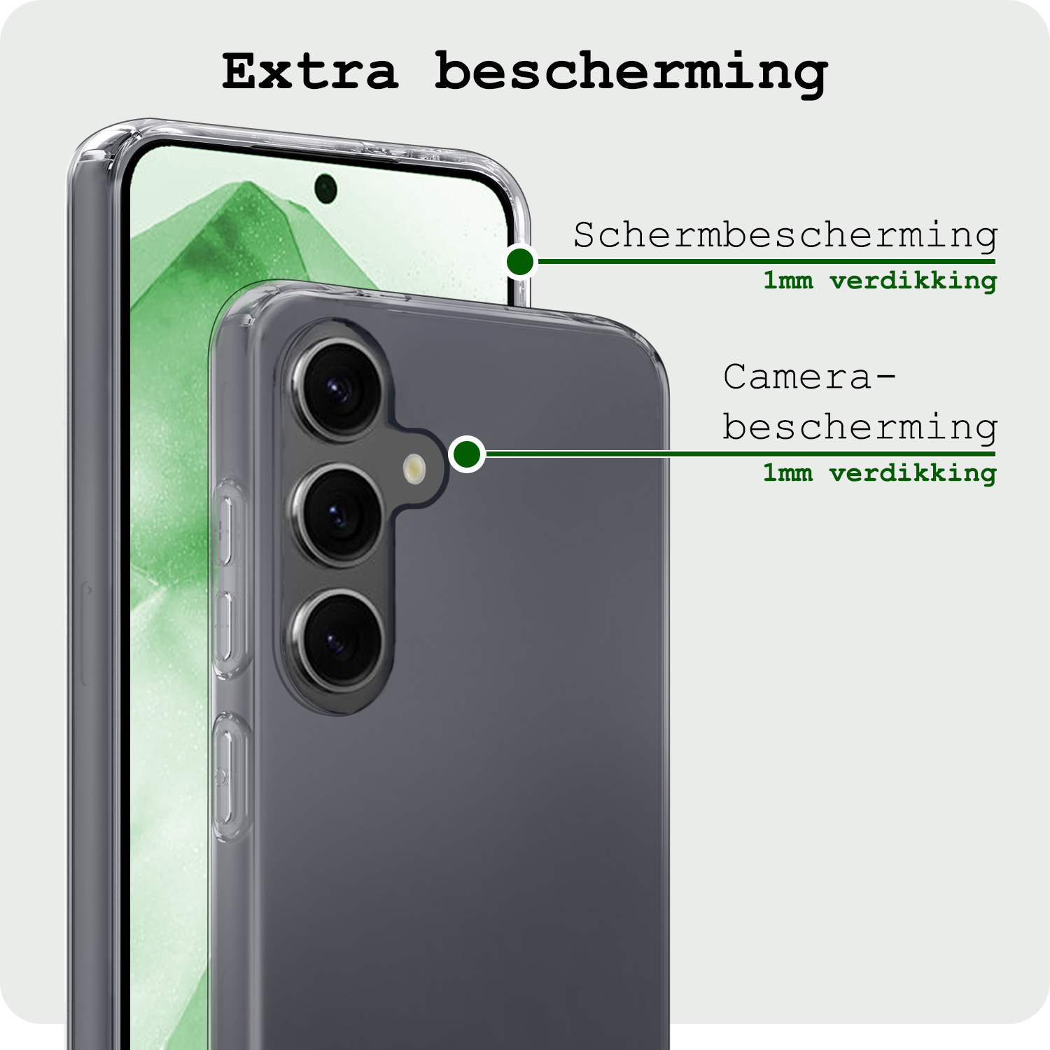 BASEY. Hoes Geschikt voor Samsung A55 Hoesje Siliconen Back Cover Case Met Screenprotector - Hoesje Geschikt voor Samsung Galaxy A55 Hoes Cover Hoesje - Transparant