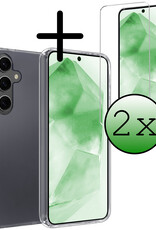 BASEY. Hoes Geschikt voor Samsung A55 Hoesje Siliconen Back Cover Case Met 2x Screenprotector - Hoesje Geschikt voor Samsung Galaxy A55 Hoes Cover Hoesje - Transparant