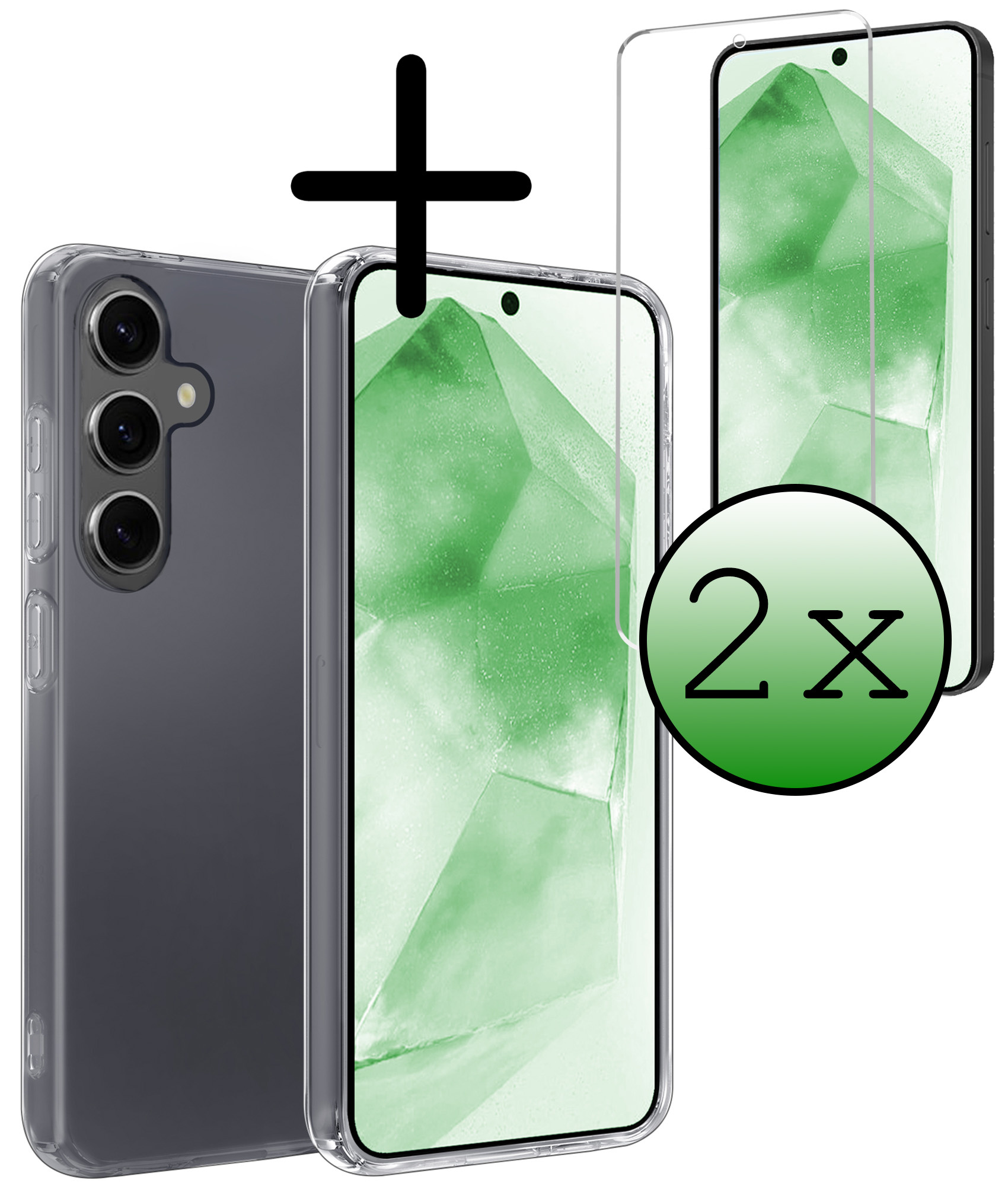 BASEY. Hoes Geschikt voor Samsung A55 Hoesje Siliconen Back Cover Case Met 2x Screenprotector - Hoesje Geschikt voor Samsung Galaxy A55 Hoes Cover Hoesje - Transparant