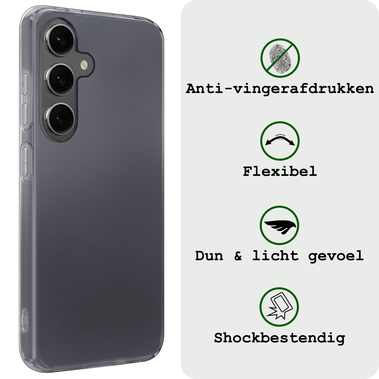 BASEY. Hoes Geschikt voor Samsung A55 Hoesje Siliconen Back Cover Case Met 2x Screenprotector - Hoesje Geschikt voor Samsung Galaxy A55 Hoes Cover Hoesje - Transparant