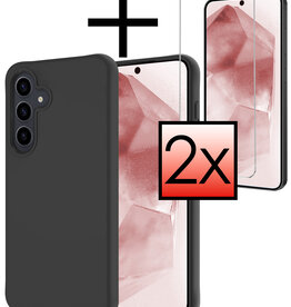 NoXx NoXx Samsung Galaxy A55 Hoesje Siliconen Met 2x Screenprotector - Zwart