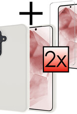 NoXx Hoes Geschikt voor Samsung A55 Hoesje Cover Siliconen Back Case Hoes Met 2x Screenprotector - Wit