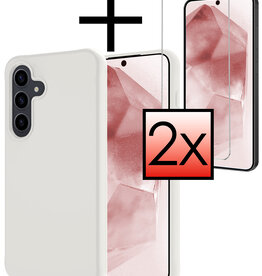 NoXx NoXx Samsung Galaxy A55 Hoesje Siliconen Met 2x Screenprotector - Wit