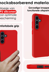 NoXx Hoes Geschikt voor Samsung A55 Hoesje Cover Siliconen Back Case Hoes Met 2x Screenprotector - Rood