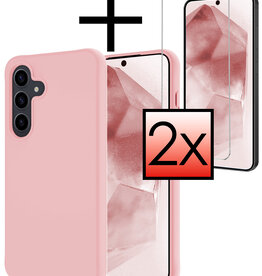 NoXx NoXx Samsung Galaxy A55 Hoesje Siliconen Met 2x Screenprotector - Lichtroze
