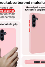 NoXx Hoes Geschikt voor Samsung A55 Hoesje Cover Siliconen Back Case Hoes Met 2x Screenprotector - Lichtroze