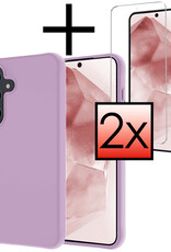 NoXx Hoes Geschikt voor Samsung A55 Hoesje Cover Siliconen Back Case Hoes Met 2x Screenprotector - Lila